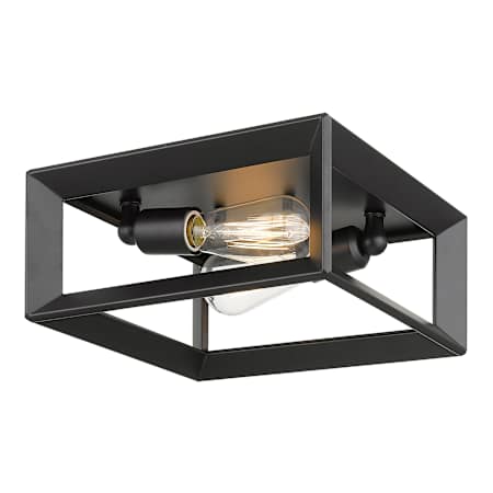 Golden Lighting Smyth 2 Light 12" Wide Flush Mount Square Ceiling Fixture Gunmetal Bronze